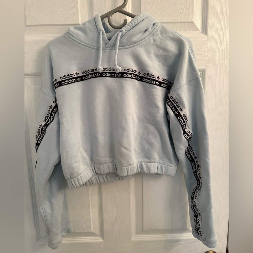 Adidas Women's Sky Blue Cropped Hoodie (matching pants)